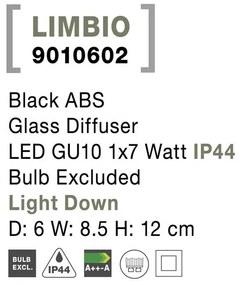Aplica perete de exterior cu iluminat ambiental IP44 LIMBIO I neagra