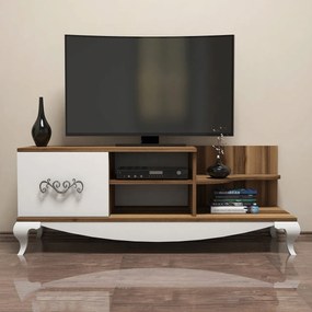 Comoda TV, Hanah Home, Sultan, 130x50.6x45 cm, Nuc/Alb