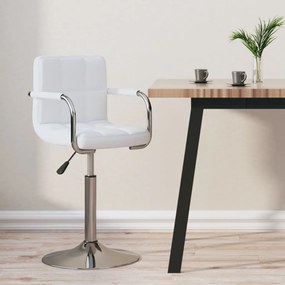 vidaXL Scaun de bar, alb, piele ecologică
