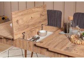 Masă de sufragerie extensibilă cu 2 scaune și bancă Vlasta (pin antlantic + antracit). 1073061