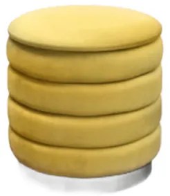 Taburet Favo cu spatiu de depozitare, structura mdf, catifea - GALBEN