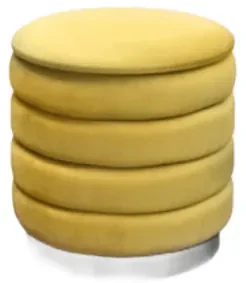 Taburet Favo cu spatiu de depozitare, structura mdf, catifea - GALBEN