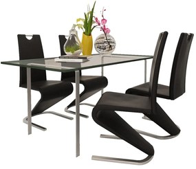 Scaune de bucatarie, 4 buc., negru, piele ecologica 4, Negru, In forma literei U