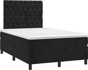 vidaXL Pat box spring cu saltea, negru, 120x190 cm, catifea
