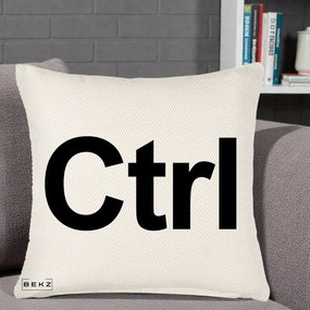 Perna Personalizata Tasta Ctrl Tipografie Bold, 40x40 cm, Crem Reliefat, Husa Detasabila, Perna Inclusa, BEKZ®