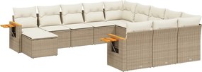 vidaXL Set canapele de grădină cu perne, 11 piese, bej, poliratan