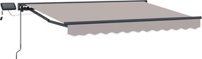 vidaXL Cadru manual de marchiză cu LED-uri Gri deschis 3 x 2,5 m