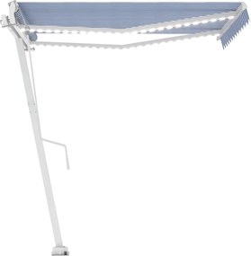 vidaXL Copertină automată cu senzor vânt&LED, albastru/alb, 350x250 cm