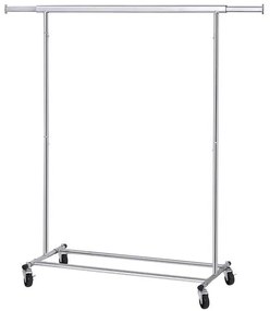 Suport mobil cu roti pentru haine, Songmics, reglabil, metal, argintiu, max 90 kg, 92x45.4x160 cm