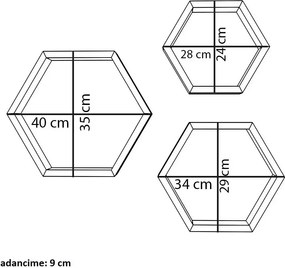 Set 3 Rafturi din lemn Uclu Homs, 40 x 35 x 9 cm, maro