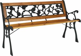 Banca gradina FAIZA, negru/nuc, metal/lemn, 126x52x73 cm