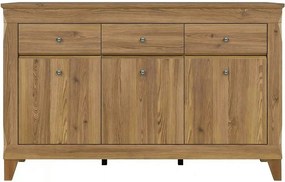 Comoda BERGEN KOM3D3S, stejar auriu, PAL, 156x47x98 cm
