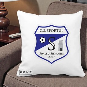 Perna Personalizata CS Sportul Simleu Silvaniei 2007, 40x40 cm, Alba Mata, Husa Detasabila, Perna Inclusa, BEKZ®