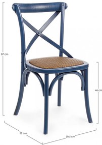 Scaun albastru din rachita si lemn de Ulm, Cross Bizzotto