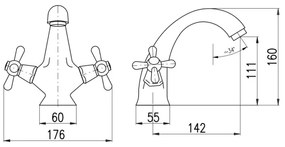 RAV Slezák MK128.0SM - Baterie pentru lavoar MORAVA RETRO, 16 cm, alamă antichizată