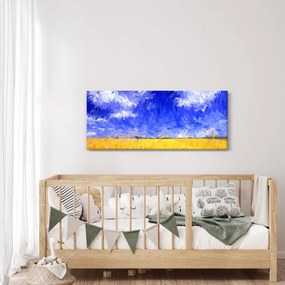 Tablou - Pictură în ulei, câmp auriu (120x50 cm)