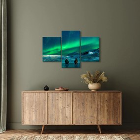 Tablou cu oameni la Aurora borealis (90x60 cm)