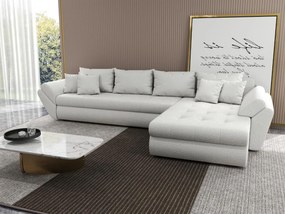 Colțar extensibil dumonde cu ladă de depozitare si sezut confortabil din spuma high-density, Loana XL Euphoria Ivory II 335x185 cm