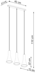 Lustră pe cablu Sollux SL.1225 REA 3xE14/12W/230V beton