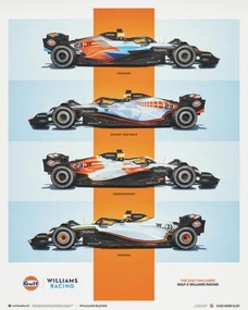 Imprimare de artă Williams Racing - Gulf Fan Livery - 2023, (40 x 50 cm)