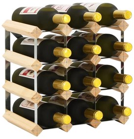 Suport sticle de vin pentru 12 sticle, lemn masiv de pin Bej, 1, 12