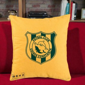 Perna Personalizata FC Unirea Constanta Fotbal, 40x40 cm, Galben, Husa Detasabila, Perna Inclusa, BEKZ®