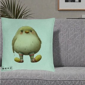 Perna Decorativa Pui Pufos cu Sosete Dungate, 40x40 cm, Verde Menta, Husa Detasabila, Perna Inclusa, BEKZ®