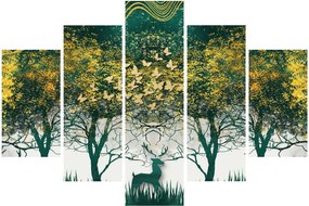 Tablou - Căprioare în pădurea verde (150x105 cm)