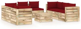 Set mobilier de gradina cu perne, 9 piese, lemn verde tratat Vinsko rde  a in rjava, 9