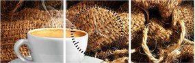 Tablou - O ceașcă de cafea (cu ceas) (90x30 cm)