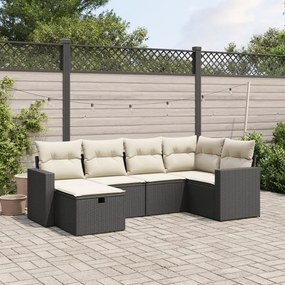 3263482 vidaXL Set mobilier de grădină cu perne, 6 piese, negru, poliratan