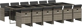 vidaXL Set mobilier de grădină cu perne, 13 piese, gri, poliratan