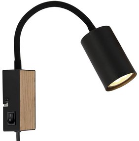 Lampă flexibilă de masă ROBBY 1xGU10/35W/230V negru/maro Globo 57911WBW