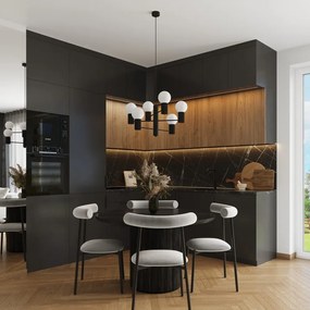 Lustră neagră cu abajur din sticlă Orbital – Sollux