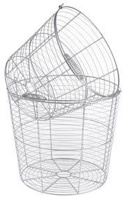Set de 2 coşuri rotunde, metal argintiu, RUSLO