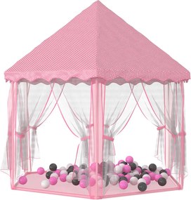 vidaXL Cort de joacă Princess cu 250 de bile, roz, 133x140 cm