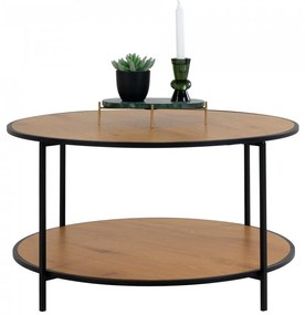 Masa de cafea rotunda din lemn cu picioare negre 80cm Vita House Nordic