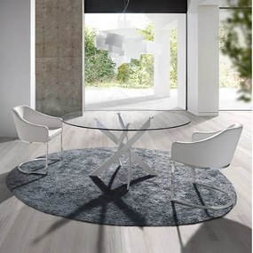 Masa rotunda design modern Veola alb, 110cm