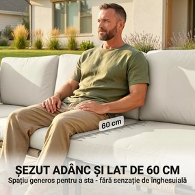 Outsunny Set Grădină, 5 Piese, Rattan Modular în L cu Perne, Culoare Bej | Aosom Romania