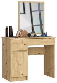 Masa de toaleta/machiaj, 2 sertare stanga, cu oglinda, dulap, stejar artisan, 90x50x77/142 cm