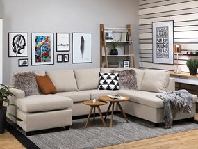 Colțar Scandinavian Choice C171Negru, Beige, 283x199x80cm, Picioare: Plastic