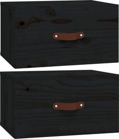 vidaXL Noptiere de perete, 2 buc., negru, 40x29,5x22 cm