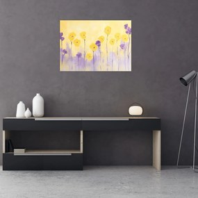 Tablou - Flori mov și galbene (70x50 cm)
