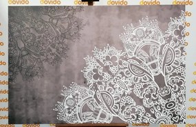 Tablou elementele unei Mandale florale în design alb-negru