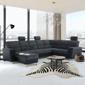 Coltar Living Extensibil SANTIAGO U Negru/Gri Dreapta