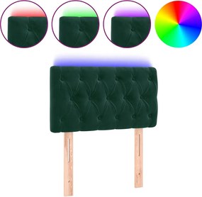 vidaXL Tăblie de pat cu LED, verde închis, 80x7x78/88 cm, catifea