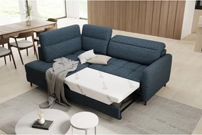 Colțar albastru extensibil/cu spațiu de depozitare cu tapițerie din catifea (cu colț pe partea stângă/în formă de ”L”) Barea – ELTAP