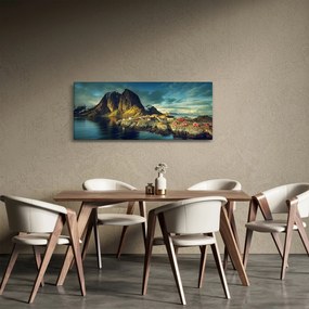 Tablou cu sat de pescari din Norvegia (120x50 cm)