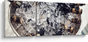 Tablou -șampanie la gheață (cu ceas) (90x30 cm)