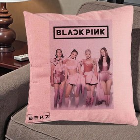 Perna Personalizata K-pop BLACKPINK Poster Roz Tinute Coordonate, 40x40 cm, Roz, Husa Detasabila, Perna Inclusa, BEKZ®
